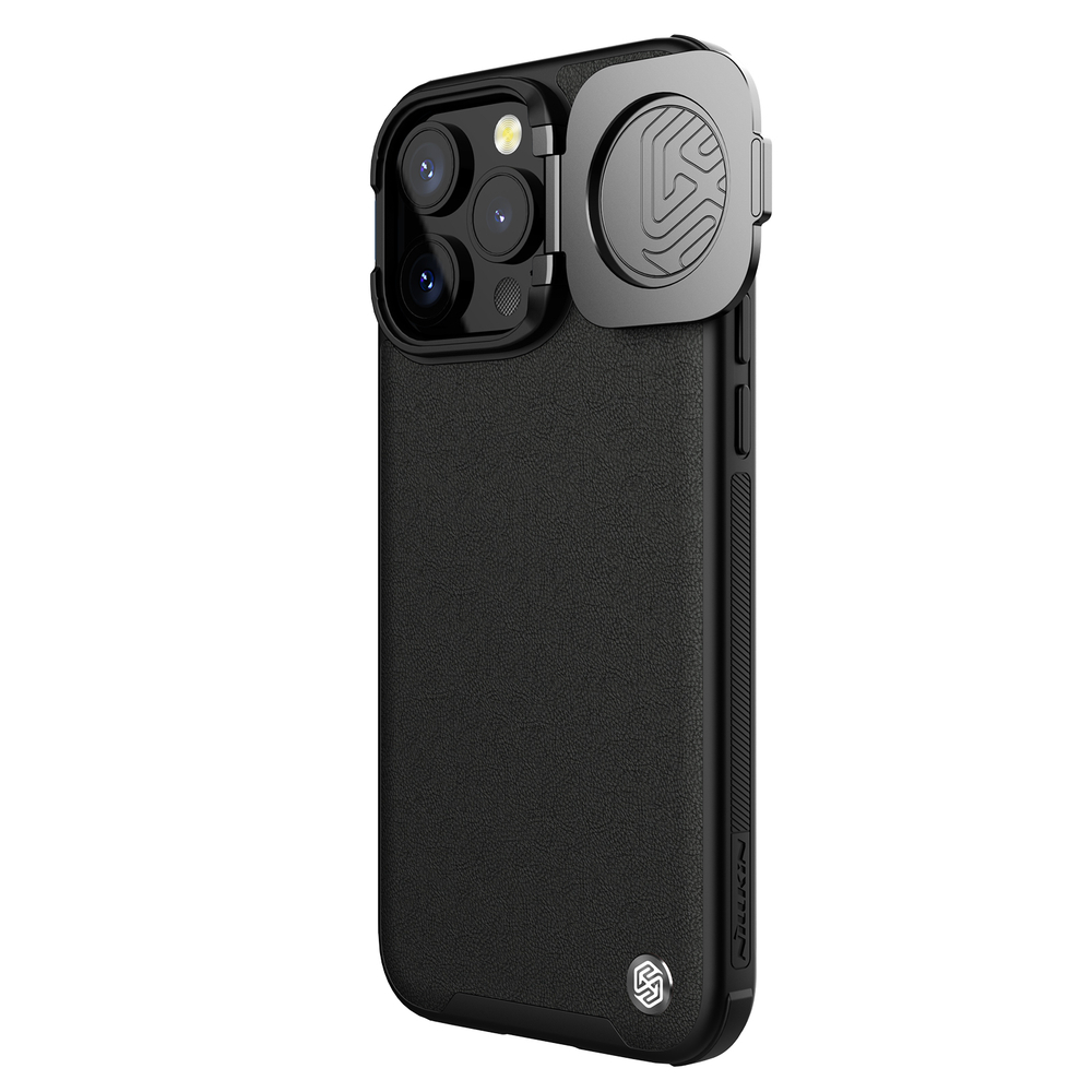 Чехол с вставками из кожи от Nillkin для iPhone 15 Pro, серия CamShield Prop Leather Magnetic Case