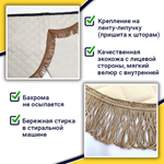 Ламбрекен с косынками универсальные стеганые без логотипа (экокожа, бежевый, коричневые кисточки)