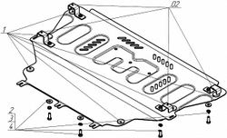 Защита картера двигателя, КПП. 2 мм, Сталь. для Ford Kuga 2013-2019, Motodor.70706
