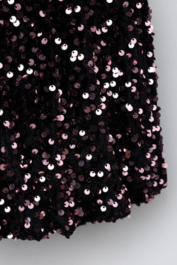 ZARA ЮБКА ОБЪЕМНОГО КРОЯ С ПАЙЕТКАМИ, РОЗОВЫЙ