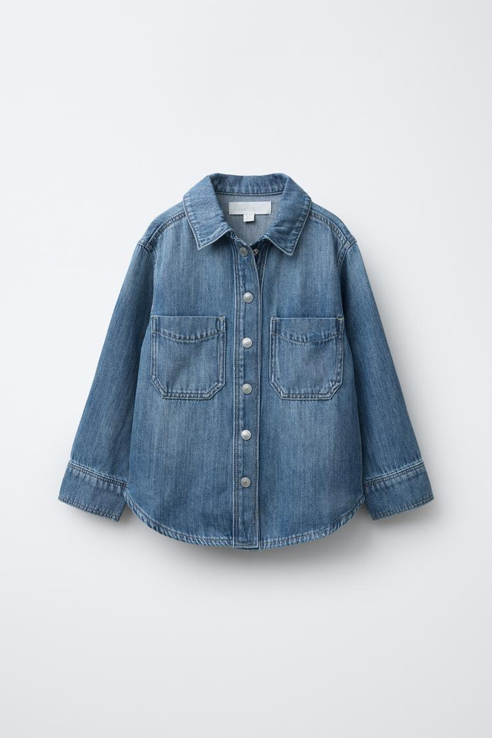 ZARA ДЖИНСОВАЯ КУРТКА-РУБАШКА, СИНИЙ