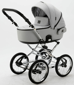 Детская коляска Adamex Porto Retro 2 в 1 PO-PS11 (СВ.СЕРЫЙ+СВ.СЕРАЯ КОЖА)