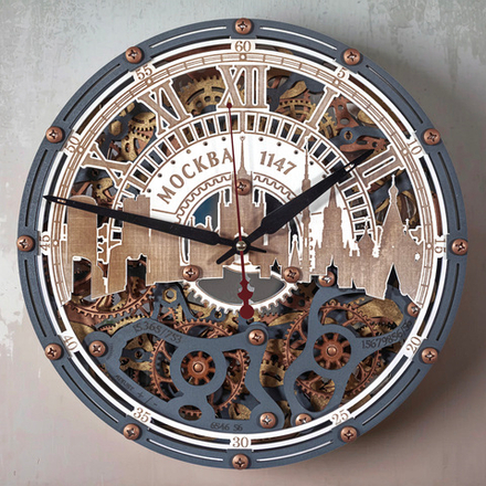 Настенные часы ручной работы "Автоматон Москва" – авторский лофт-дизайн