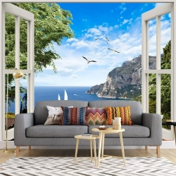 Фотообои на стену "Вид из окна на море" флизелиновые 300х260 см.