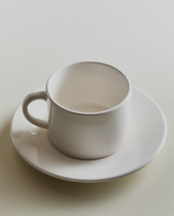 Zara Home чайная пара из каменной керамики, цвет белый, 15.2 см