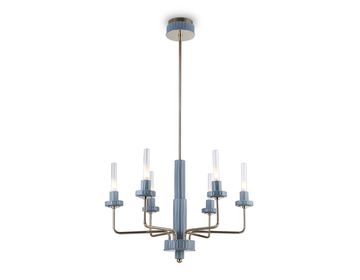 Люстра светодиодная на штанге LED 10W 3000K LH53124/6 GD/WH/GB золото/белый/серо-синий High Light Ceramo Modern Ambrella