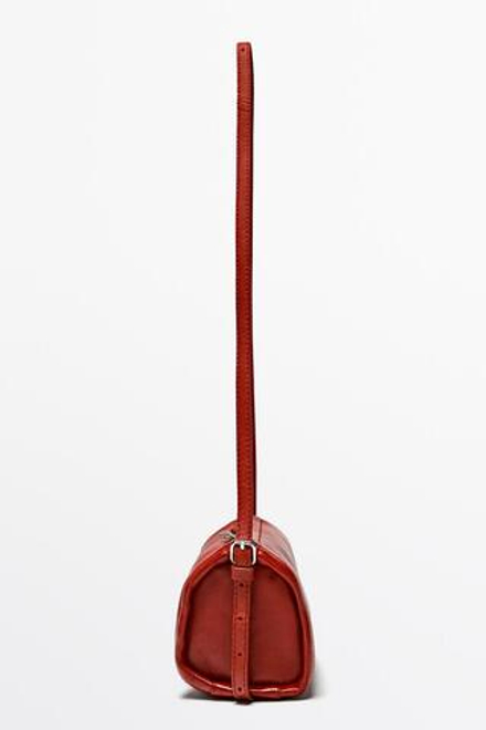 Massimo Dutti Сумка через плечо из кожи наппа, кораллово-красный