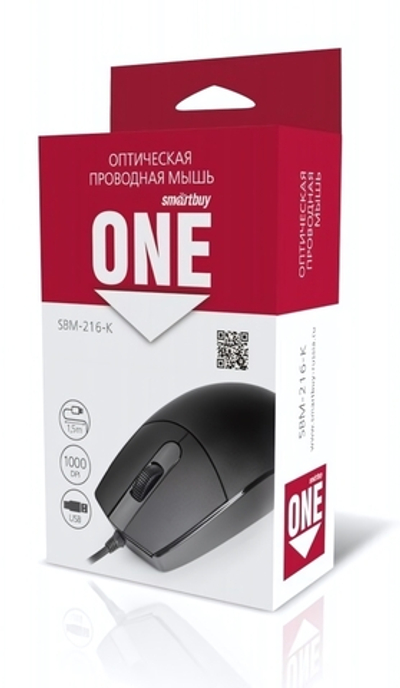 Мышь проводная Smartbuy SBM-216-K ONE Black