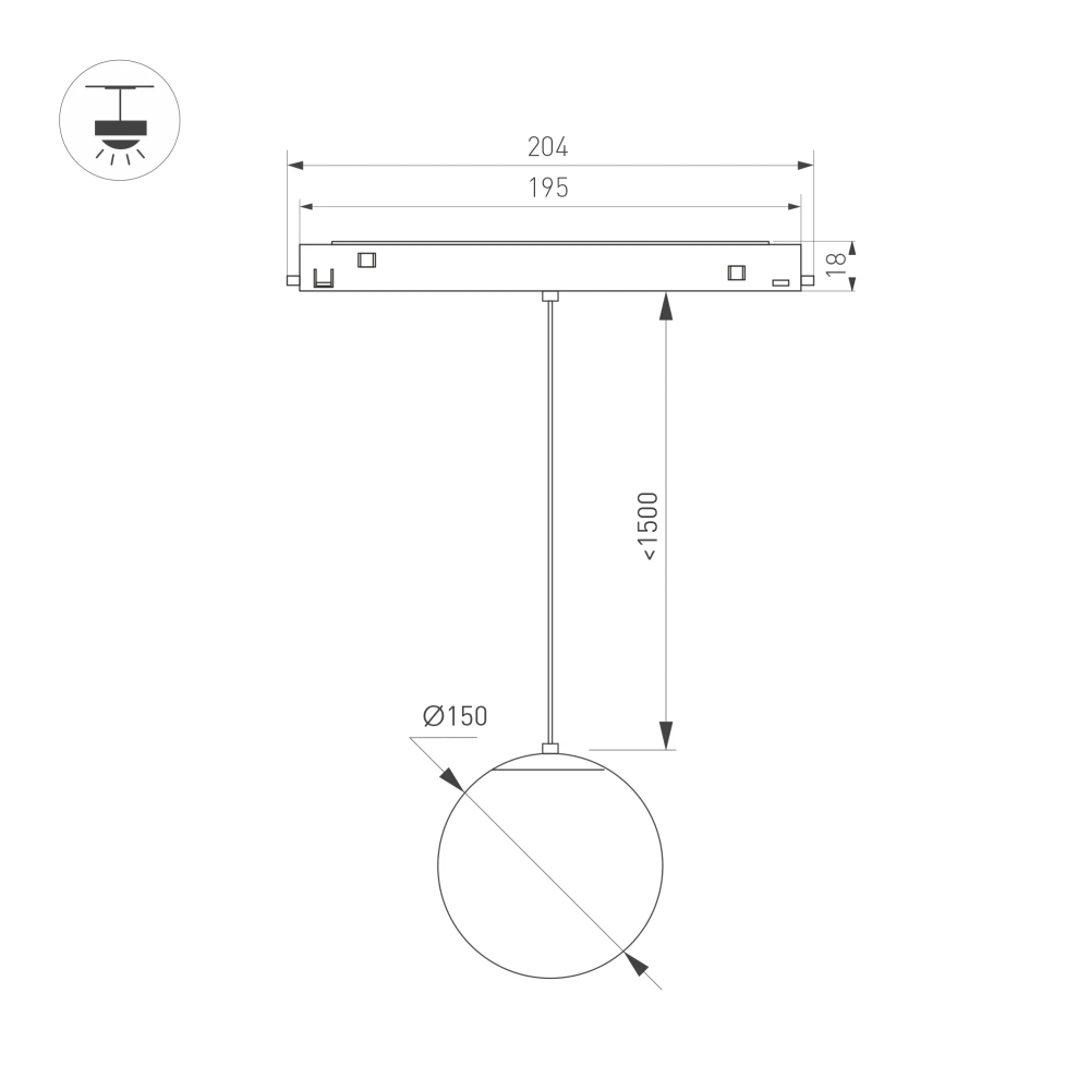 Светильник MAG-ORIENT-SFERO-HANG-R150-10W Day4000 (BK, 300 deg, 48V) (Arlight, IP20 Металл, 5 лет) 035759