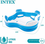 Бассейн надувной Intex 56475 Swim Center Family Lounge 229х229х66 см / Квадратный бассейн Интекс с сиденьями и спинками для дачи и отдыха