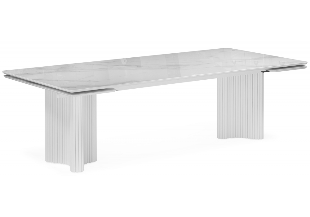 Стол стеклянный Woodville Мален 240x110 белый мрамор, белый