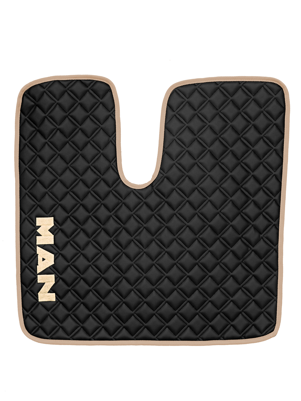 Ковры MAN TGX с 2-мя ящиками (автомат) (экокожа, черный, бежевый кант, бежевая вышивка)