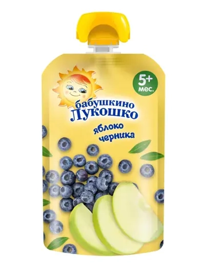 Пюре пауч Бабушкино лукошко Яблоко-черника с 5 мес 90 г