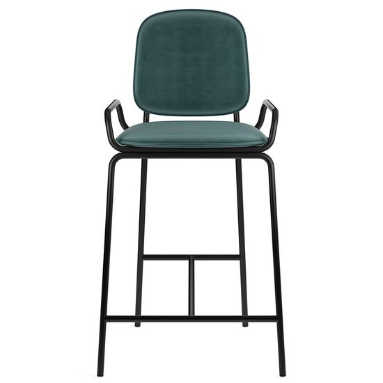 Стул полубарный ror, 2 frame, велюр, черный/зеленый