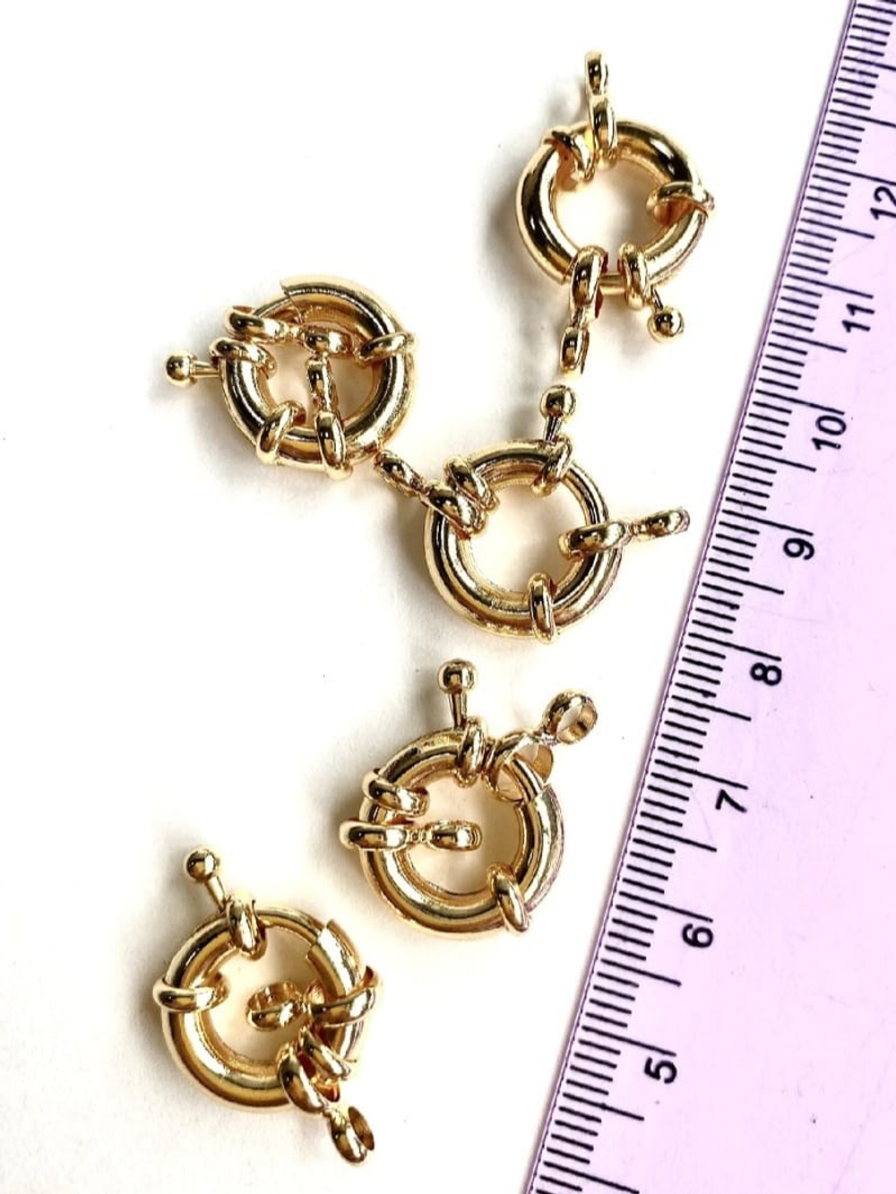 10007-з Карабин в морском стиле 15-17 мм, позолота