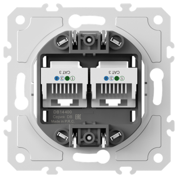 Механизм розетки RJ11 + RJ11 (двойная) cat.3/ClassE-4/4,  серия DB