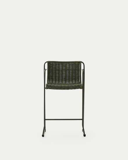 Полубарный стул Maurina из зелёной оцинкованной стали и зелёного шнура 64,5 см
