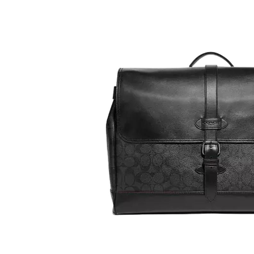 COACH Hudson Monogram Canvas With Cow Leather Crossbody Computers Briefcase Large Men"s Black