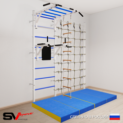 Шведская стенка Sv Sport усиленная 64240 (Турник рукоход/Брусья/Лестница/Мат 2м/Канатный лаз)