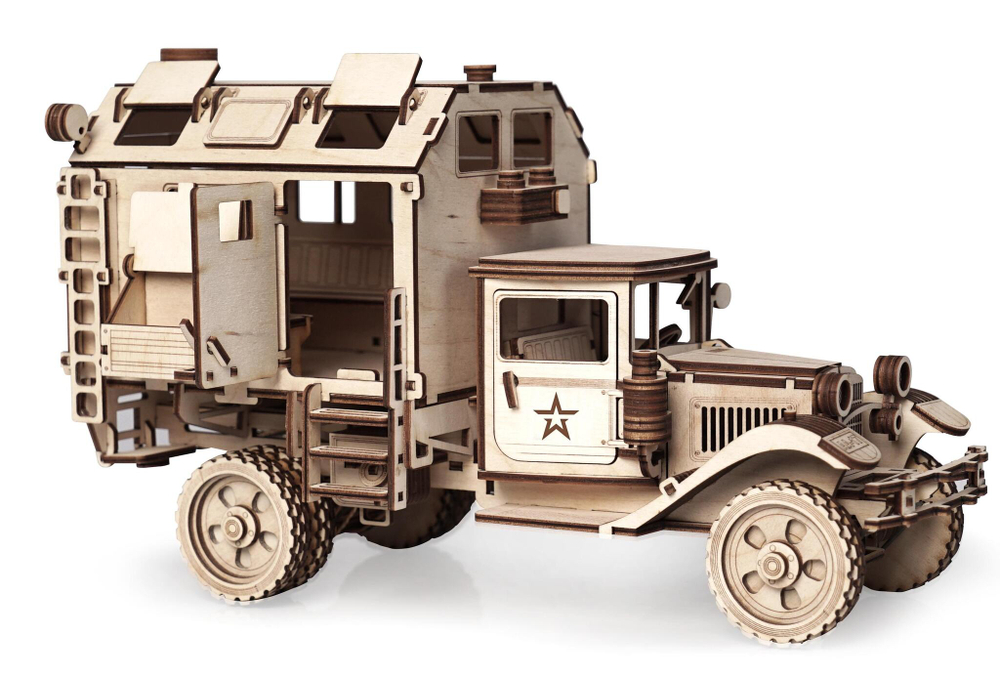 Конструктор из дерева "Армия России" Грузовик "Полуторка" Фургон