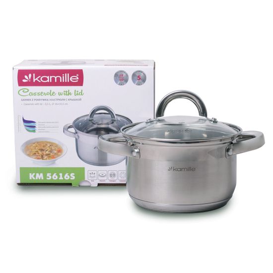 Кастрюля 2,1 л. из нержавеющей стали Kamille KM 5616S с крышкой
