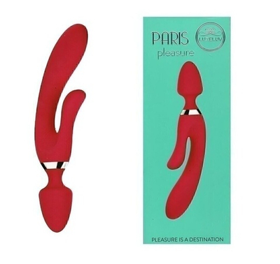 Многоцелевой Вибратор массажер Paris Pleasure Luxeluv с вагинально-клиторальной и анальной стимуляцией (Цвет: красный)