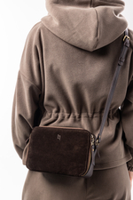 Louis Lefevre Сумка женская натуральная кожа замша через плечо кросс боди коричневая