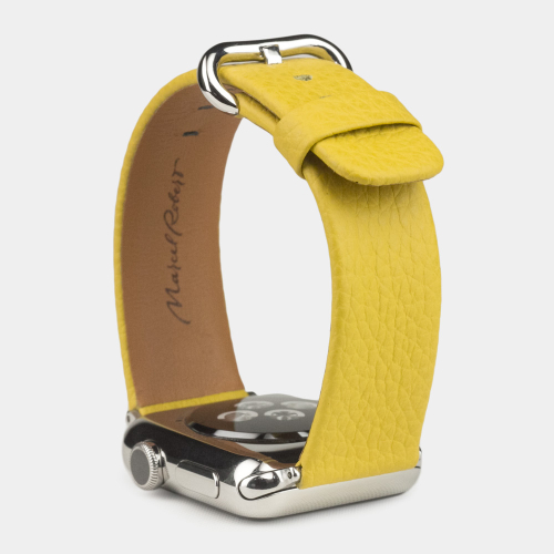 Ремешок для Apple Watch 44/45/46 mm из кожи теленка, желтого цвета