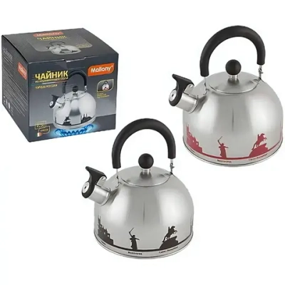 Чайник из нержавеющей стали 2,5л со свистком «Города России» с рисунком, меняющим цвет