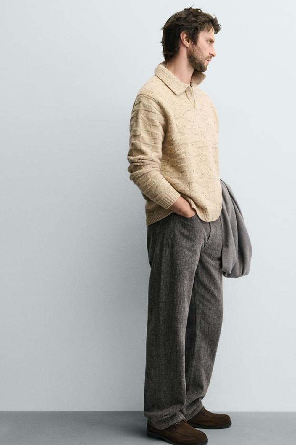 ZARA ДЖИНСЫ ПРЯМОГО КРОЯ ИЗ МЯГКОЙ ТКАНИ, СЕРЫЙ