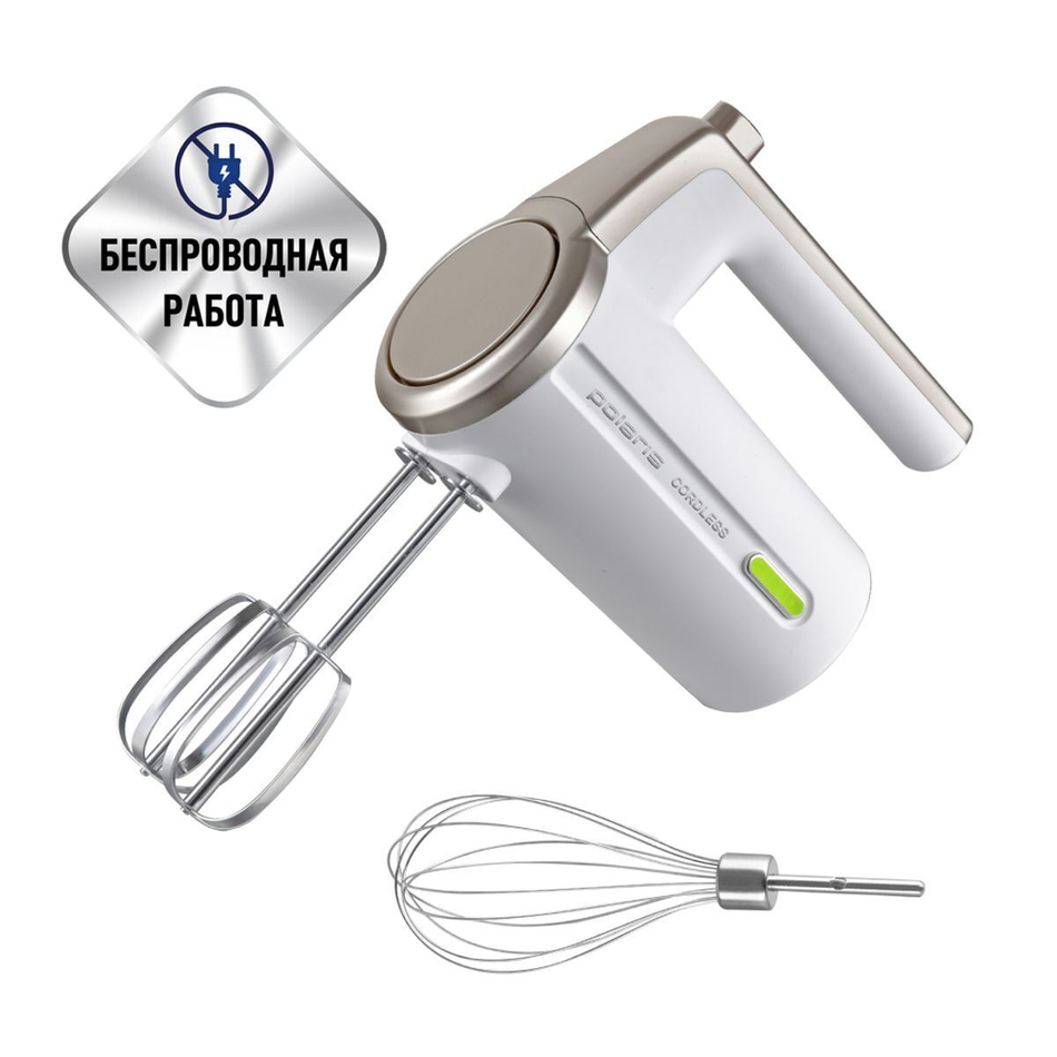 Миксер ручной, Polaris, PHM 2024 CordLess, 200 Вт, 3 скор, бел