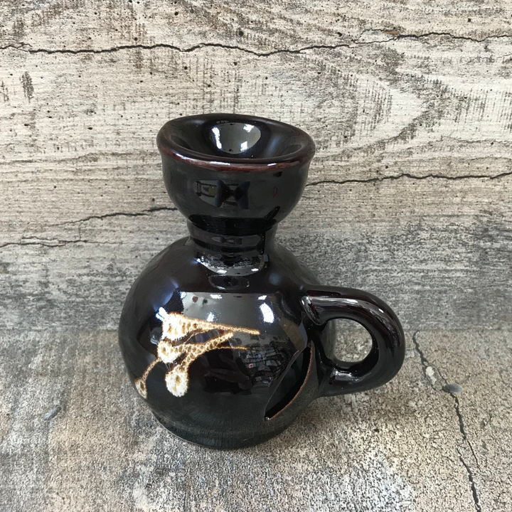 Аромалампа Кувшинчик простой, цвет черный, роспись 9 см