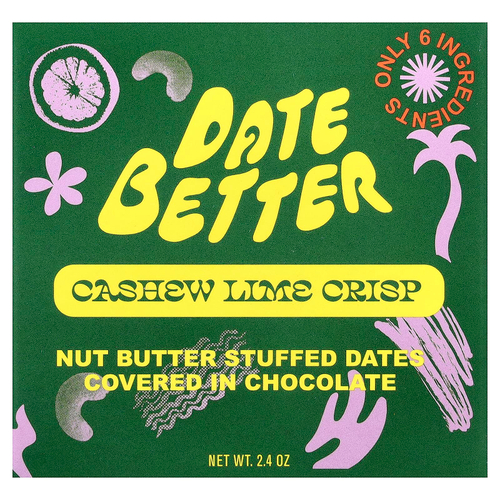 Date Better Snacks, финики, хрустящие из кешью и лайма, 60 г (2,4 унции)