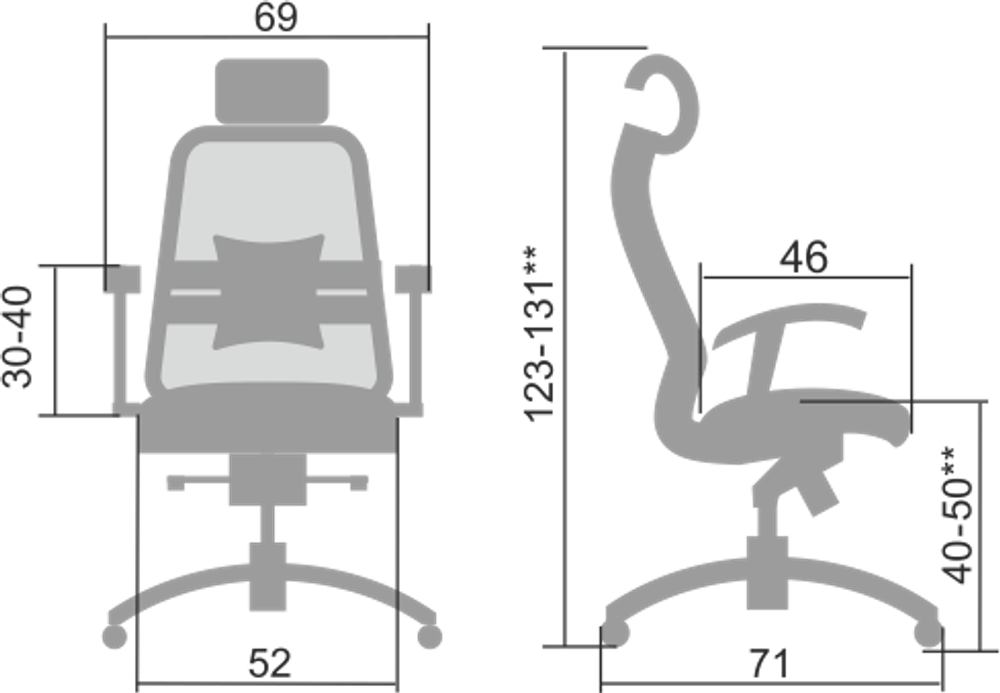 Эргономичное офисное кресло "SAMURAI S3" (серая сетка), Метта, г.Уфа