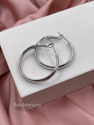 Серьги кольца серебристые