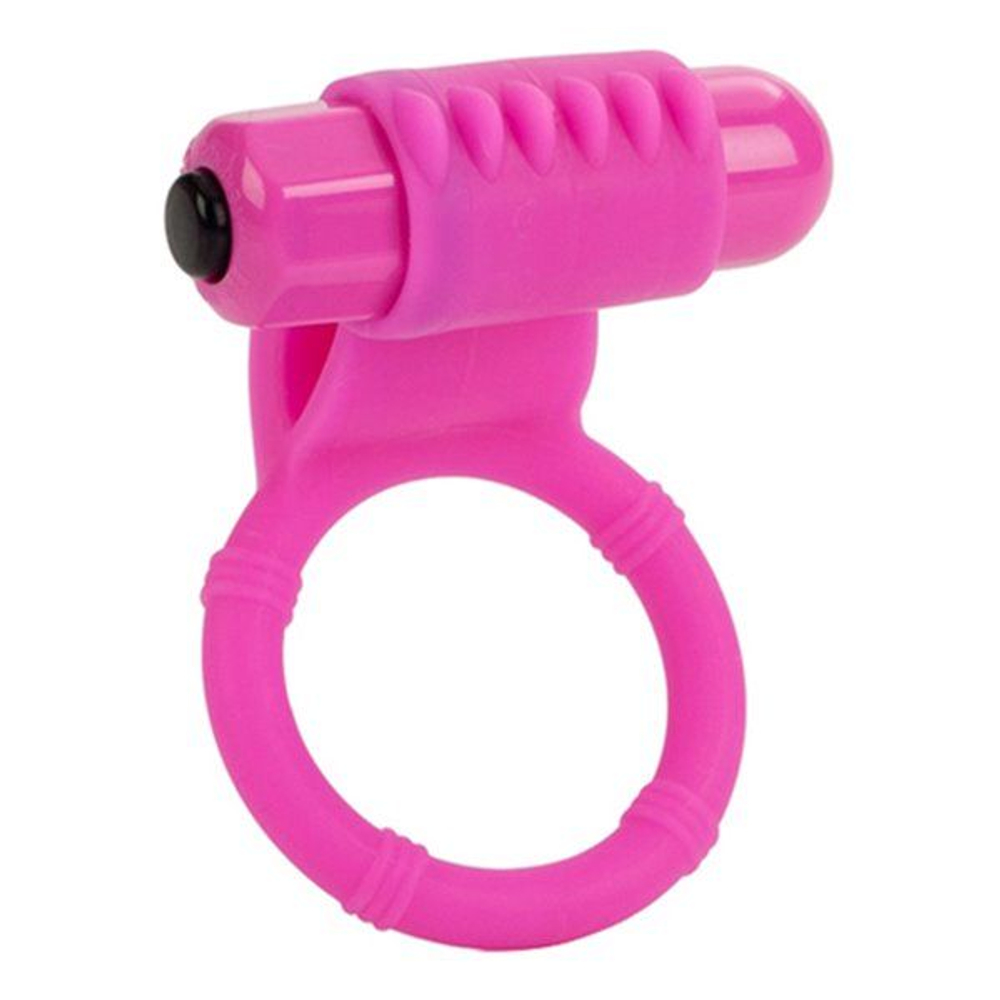Розовое эрекционнное кольцо с двумя положениями вибростимулятора (Цвет: розовый)