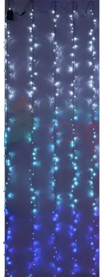 Занавес с эффектом бегущий огонь 2*3.3 м., 24V, 320 LED ламп бело - синего цвета, прозрачный провод, Beauty Led (ESI321-SH10-1WB)