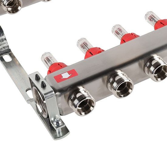 Коллектор Rommer 1"x3/4" на 8 контуров с расходомерами и запорными клапанами RMS-1201-000008
