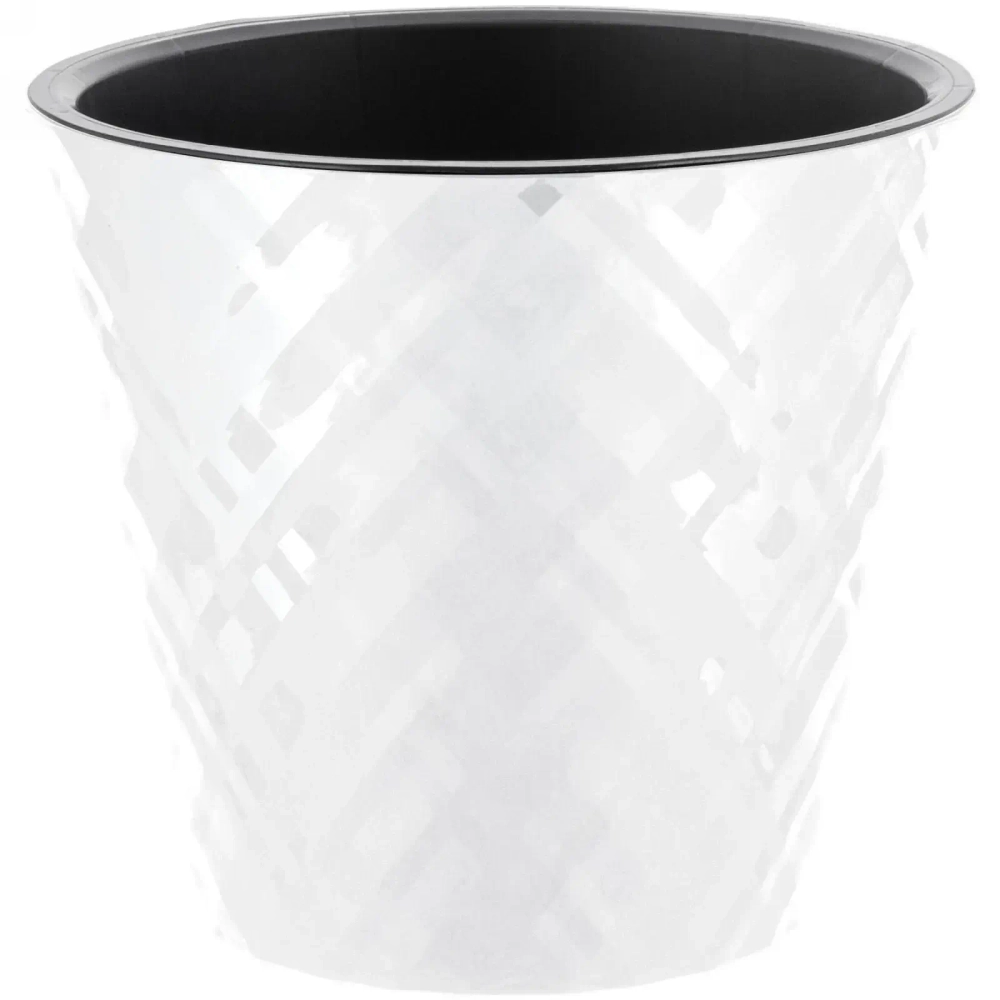 Горшок для цветов пластиковый 1,6л d-16см «Manhattan» c дренажной вставкой, белоснежный жасмин