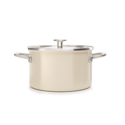 KitchenAid Кастрюля эмалированная 20 см 3,7 л с крышкой Миндальный крем