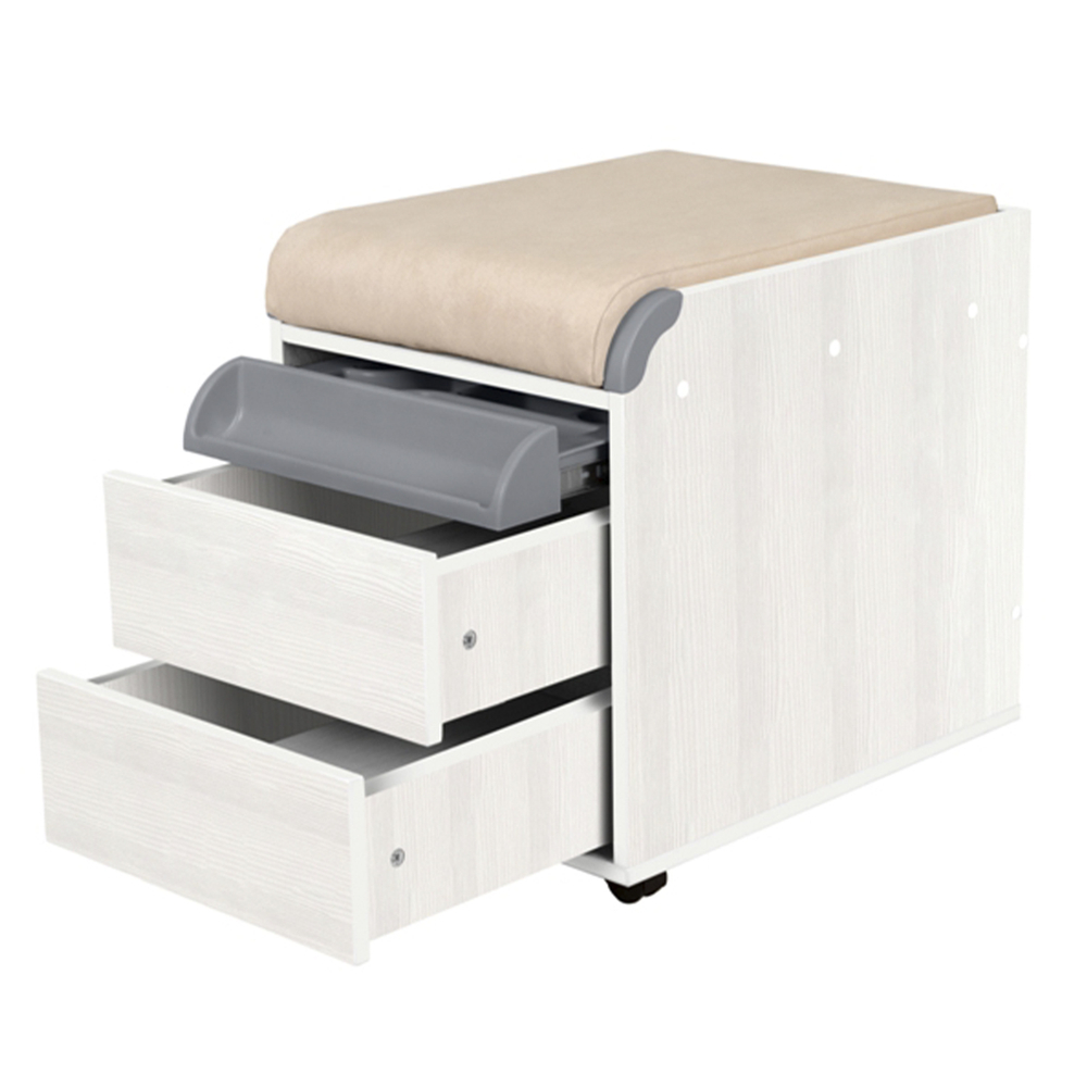 Тумба Дэми на колёсиках с 2 ящиками, органайзером для канцелярии и пуфом (ТУВ.10)