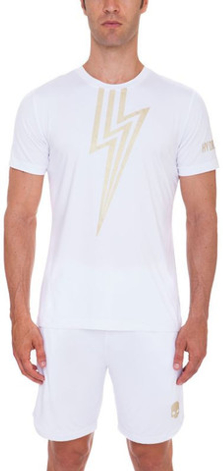 Мужская теннисная футболка Hydrogen Flash Tech T-Shirt - white/gold