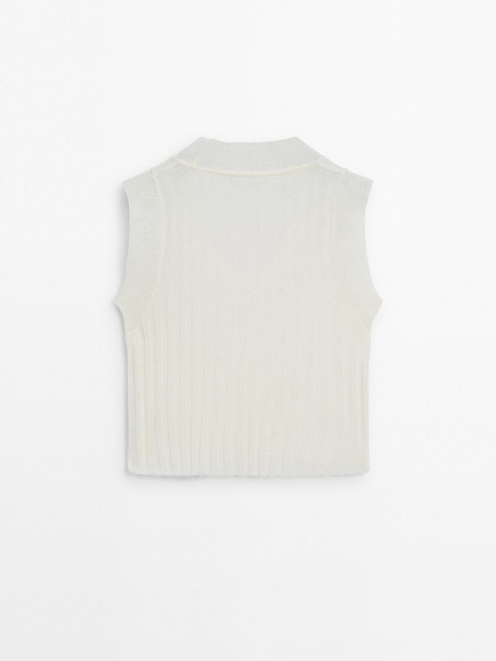 Massimo Dutti Топ из смесовой шерсти, натуральный, кремовый