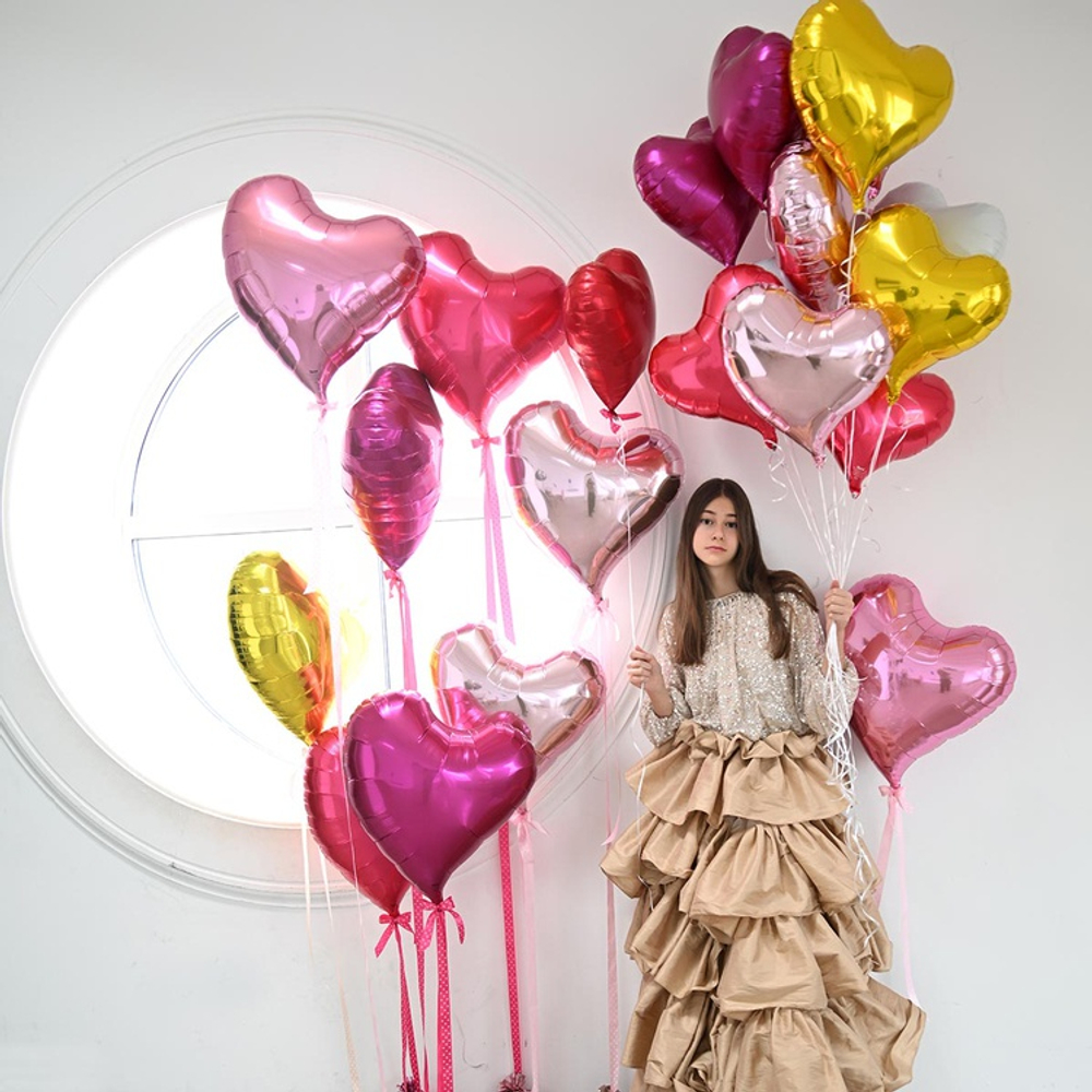 Фигура СЕРДЦЕ ИЗГИБ 18" Metallic Pink