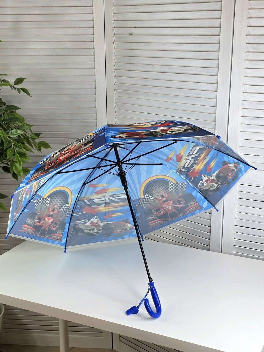 Зонт детский Гоночные машинки 48,5 см синий (202002036-2)