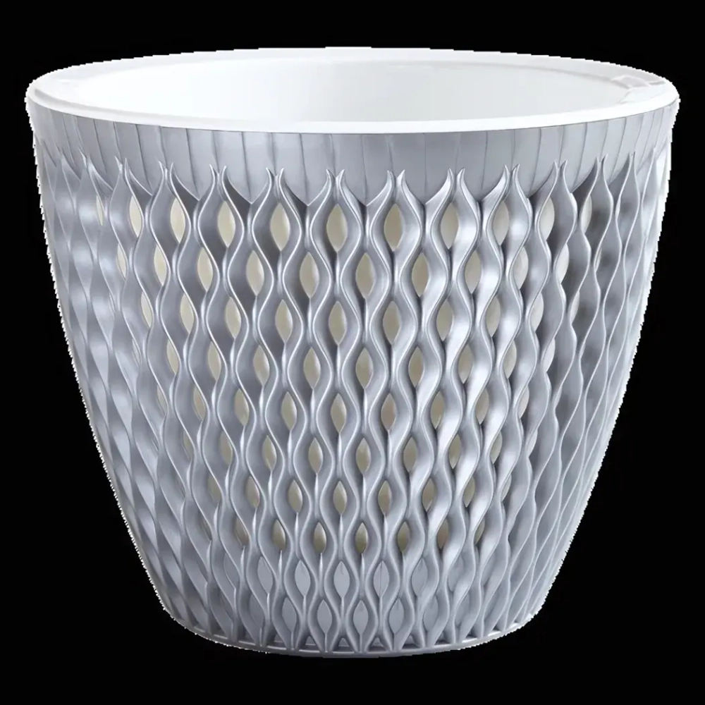 Кашпо для цветов пластиковое 1,6л d-16см «Версаль» Серебро