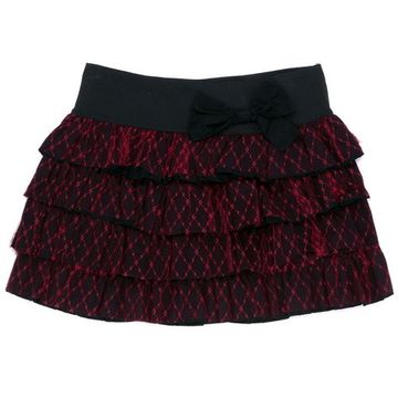 Юбка гипюровая с кружевами вишневая (005)