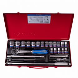 KING TONY (4224MR) Набор торцевых головок с принадлежностями 1/2", 12-гранные, 10-32 мм, 24 предмета