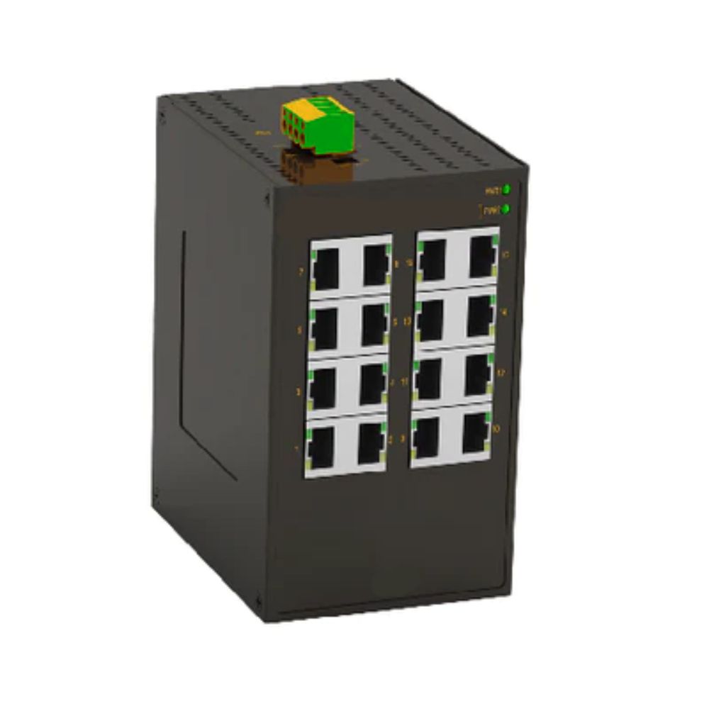 Промышленный неуправляемый коммутатор, 16×10/100Base-T(X) портов RJ45,12-48В DC/18-30В AC, с резервированием