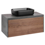 Тумба под раковину Vincea Mesa 1000 подвесная, 1 выкатной/1 скрытый ящик soft close, T.Oak + Beton